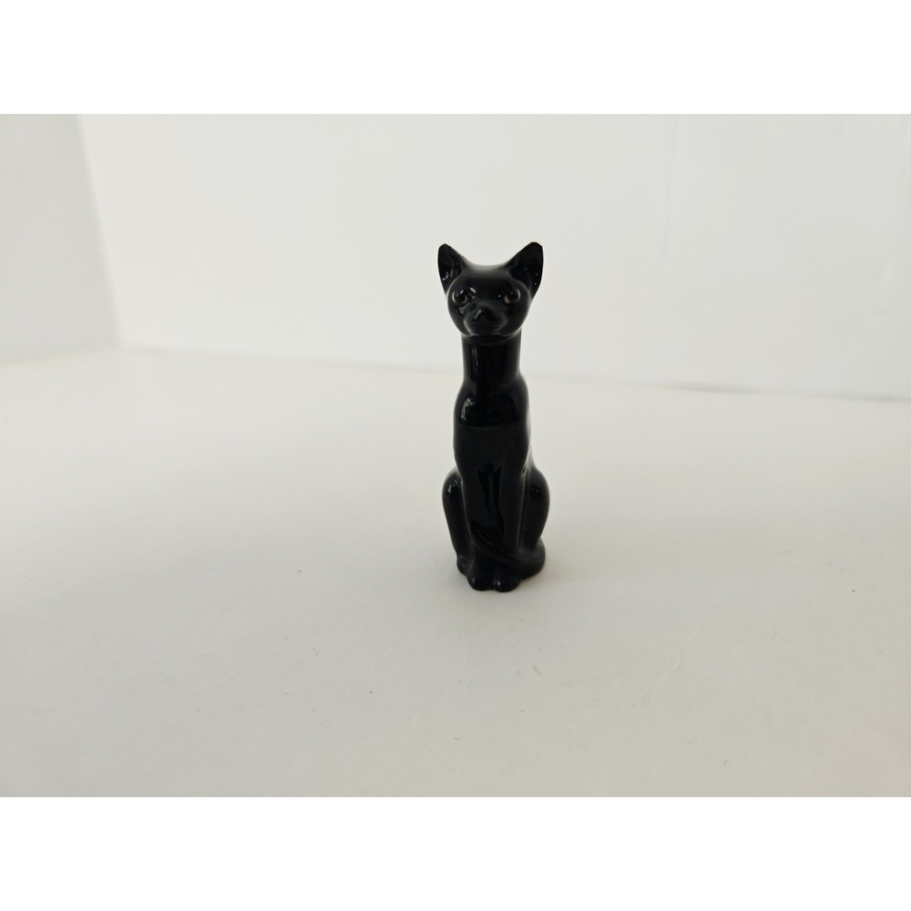 Vintage Hagen Renaker figurine miniature mini cat sitting black